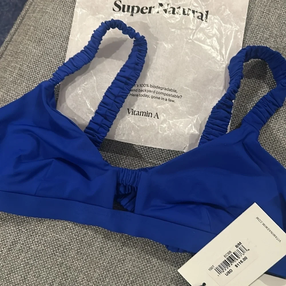 Vitamin A Swim Lennon Bralette Top Sardinia Blue Size M